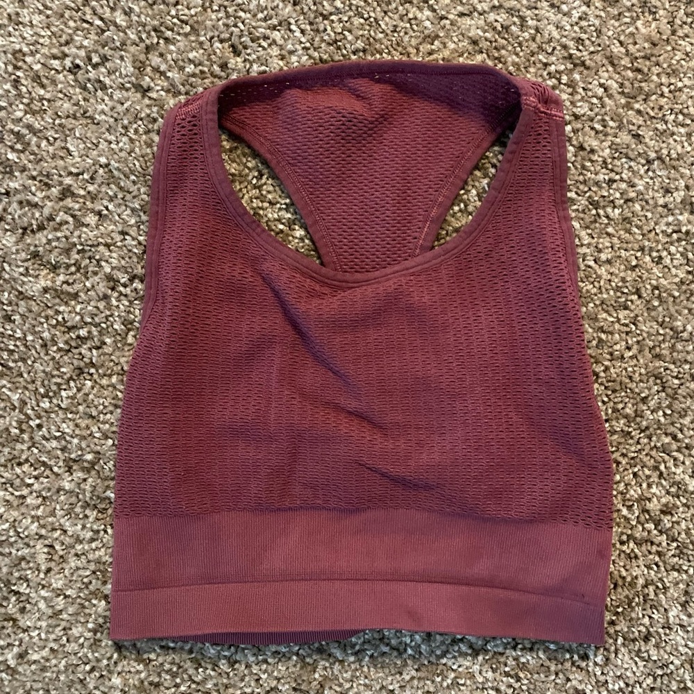 ALO Yoga Burgundy Mesh Racerback Top